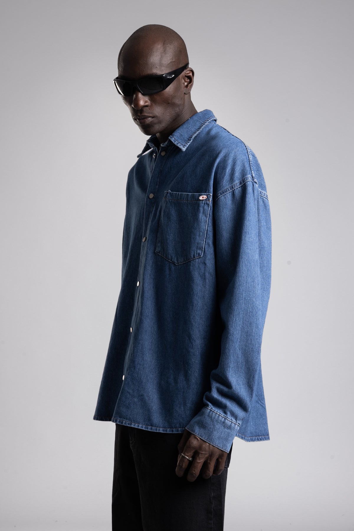 Catch-Metal Snap Düğmeli Denim Gömlek-Gömlek-2-Milagron.com