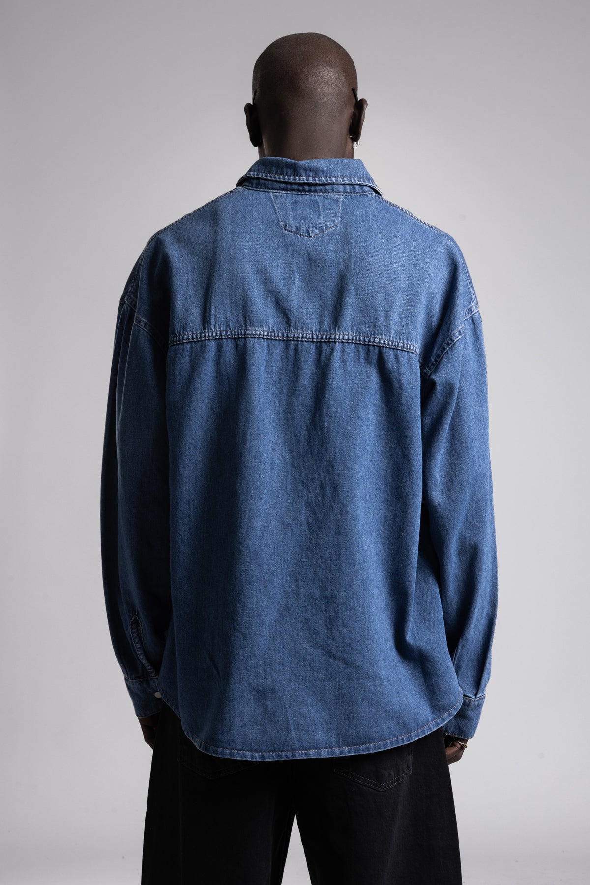 Catch-Metal Snap Düğmeli Denim Gömlek-Gömlek-6-Milagron.com