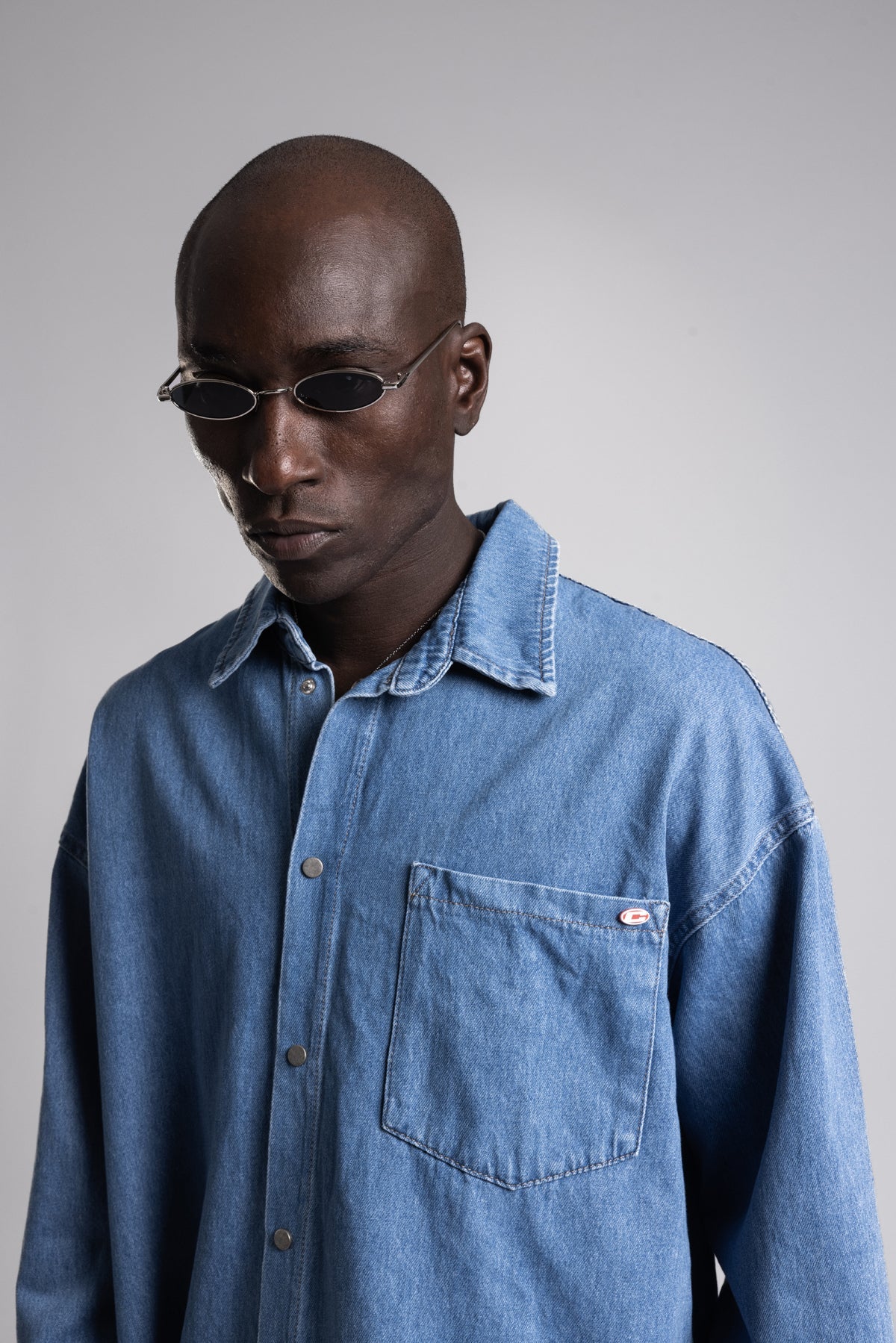 Catch-Metal Snap Düğmeli Denim Gömlek-Gömlek-8-Milagron.com