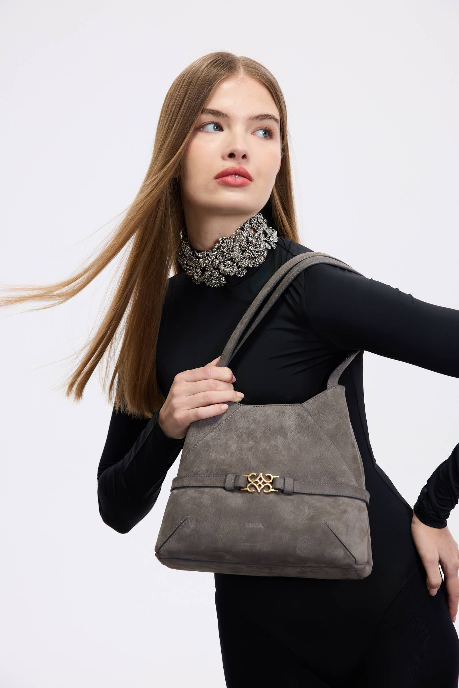 Cecia-Aries Tote Nubuck Grey-Omuz Çantası-2-Milagron.com