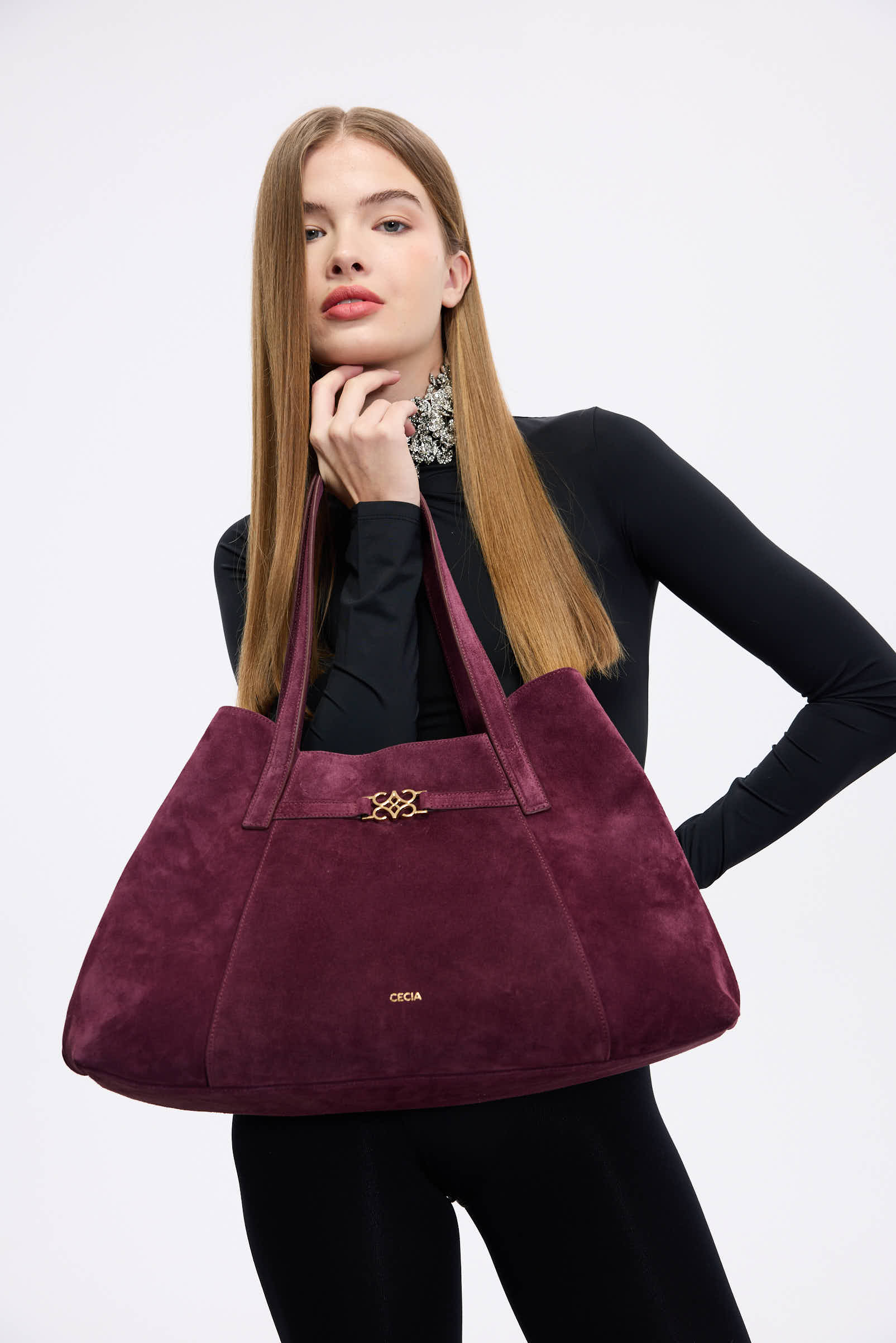 Cecia-Eterna Merlot Suede-Omuz Çantası-2-Milagron.com