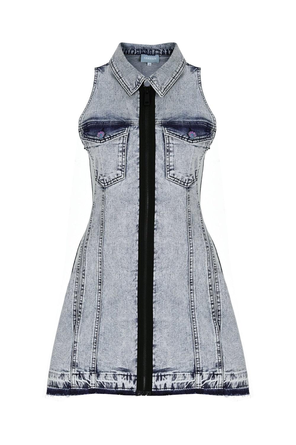 Certain-Malibu Dress Light Blue Wash-Elbise-3-Milagron.com