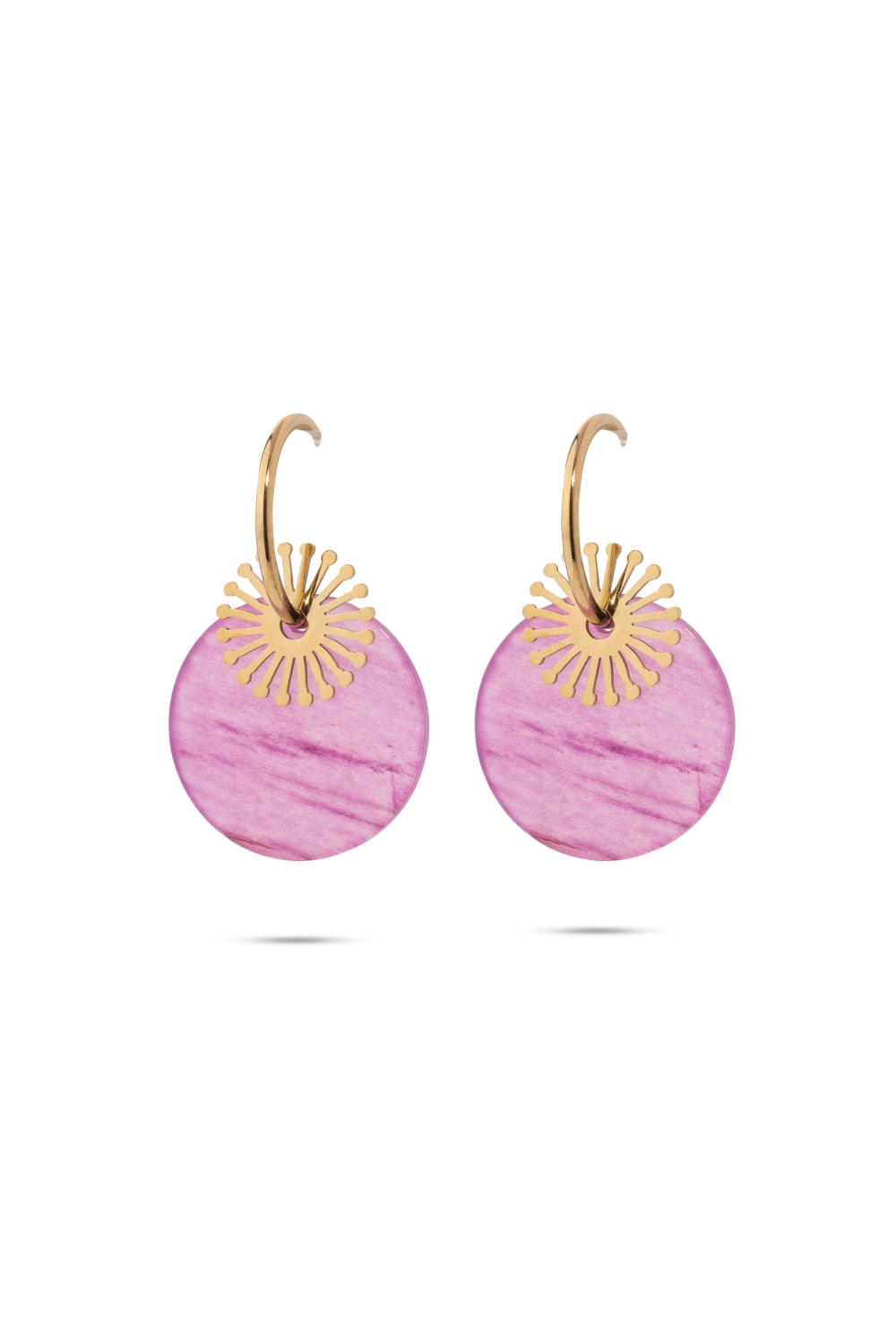 Chaseldor-Maki Pembe Doğal Taşlı Altın Kaplama Çelik Kadın Küpe-Küpe-1-Milagron.com