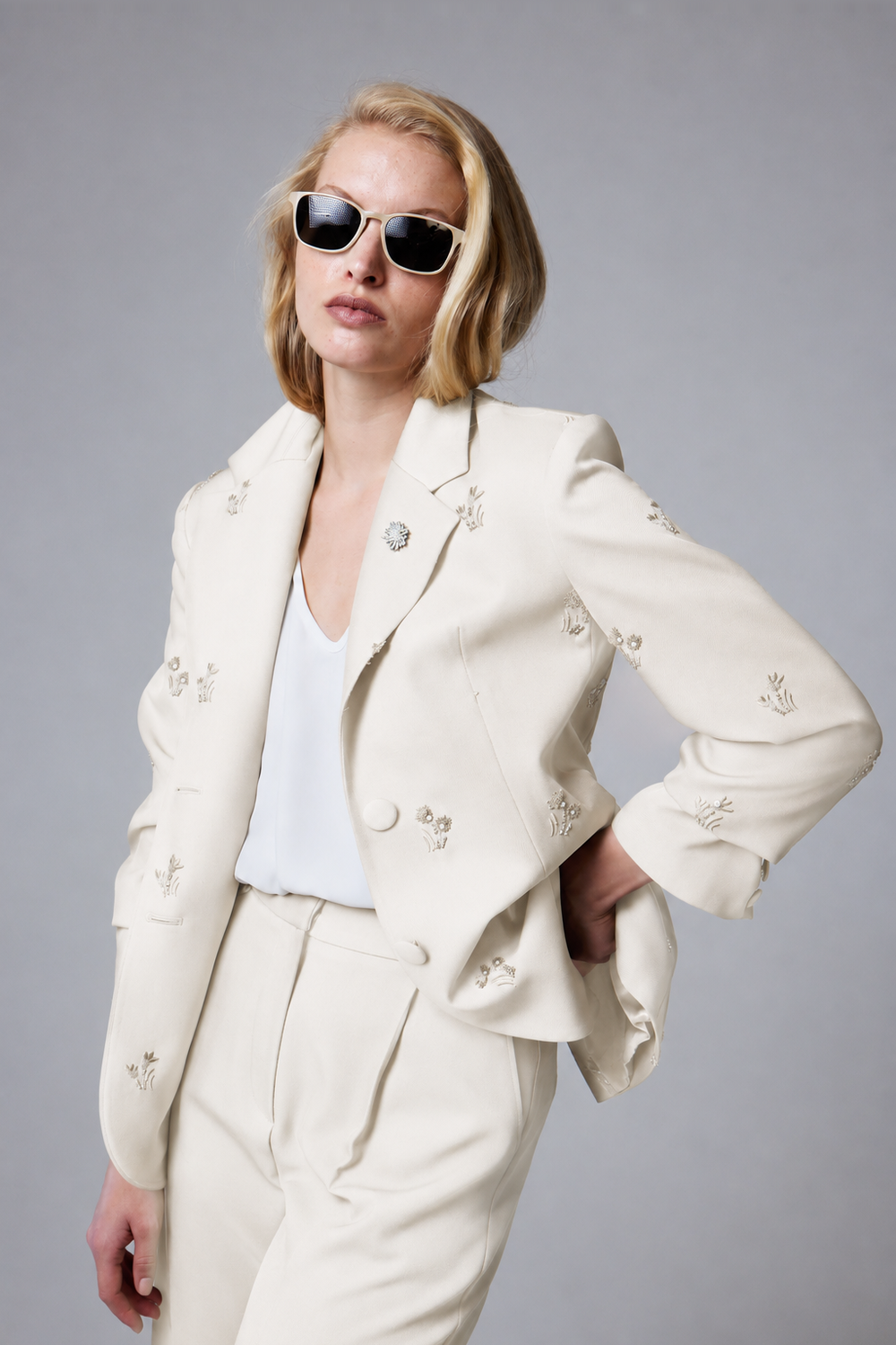 Leona Blazer Ceket – Ekru - 0