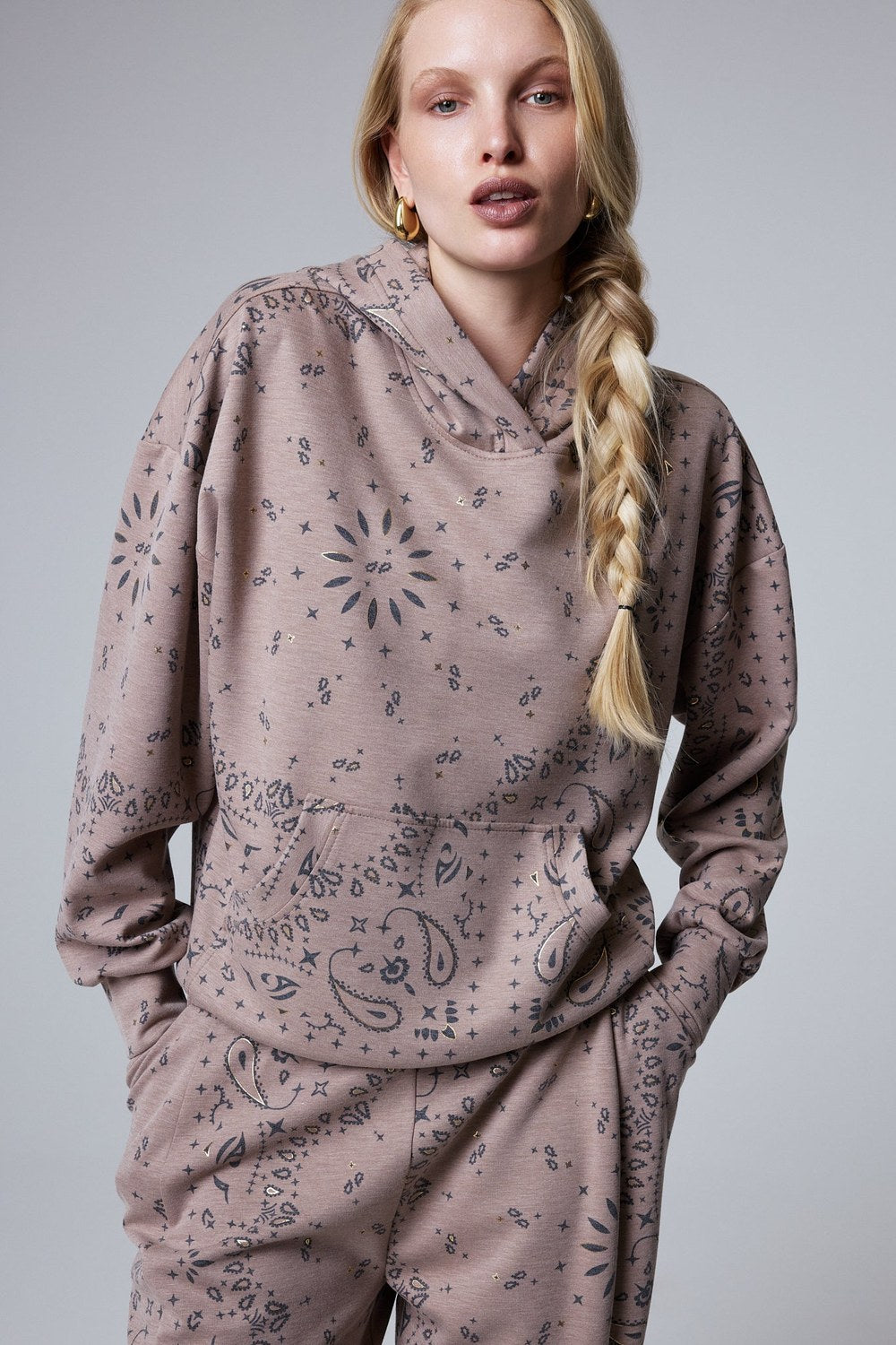 Nola Kapüşonlu Sweatshirt, Bej - 0