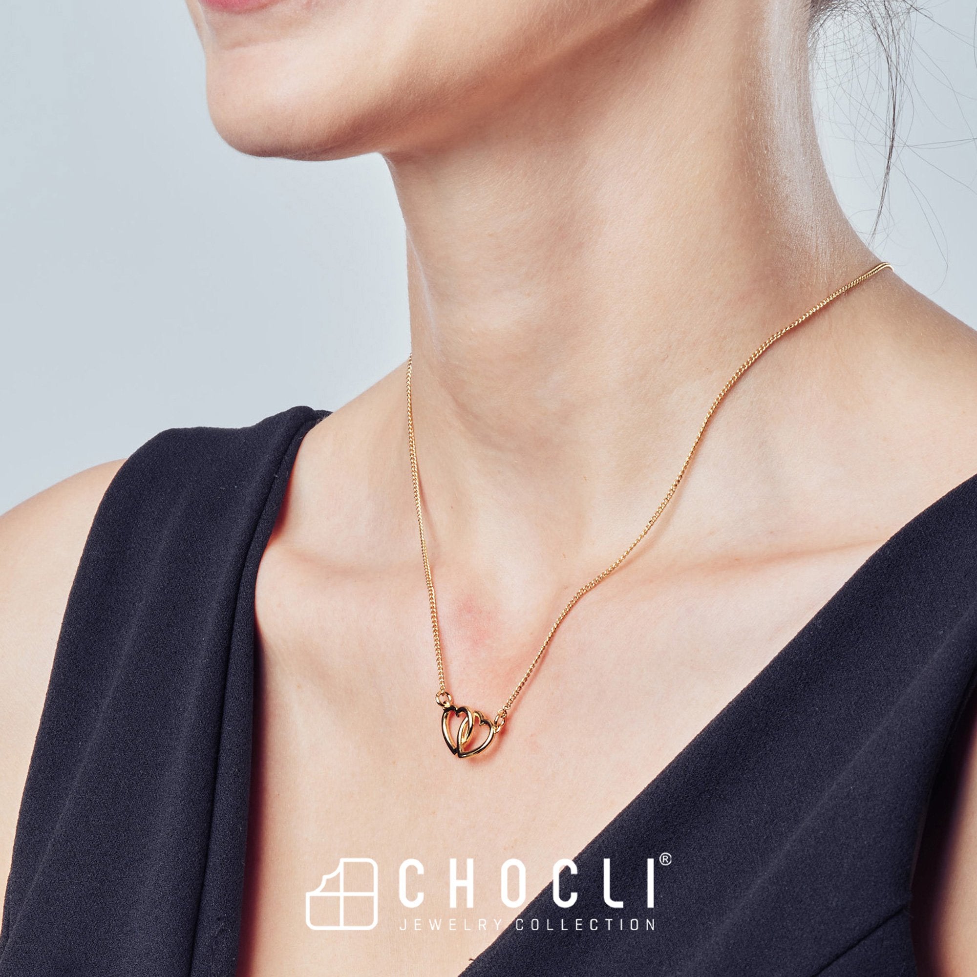 Chocli-18 Ayar Altın Kaplama Hearts Kolye-Kolye-7-Milagron.com