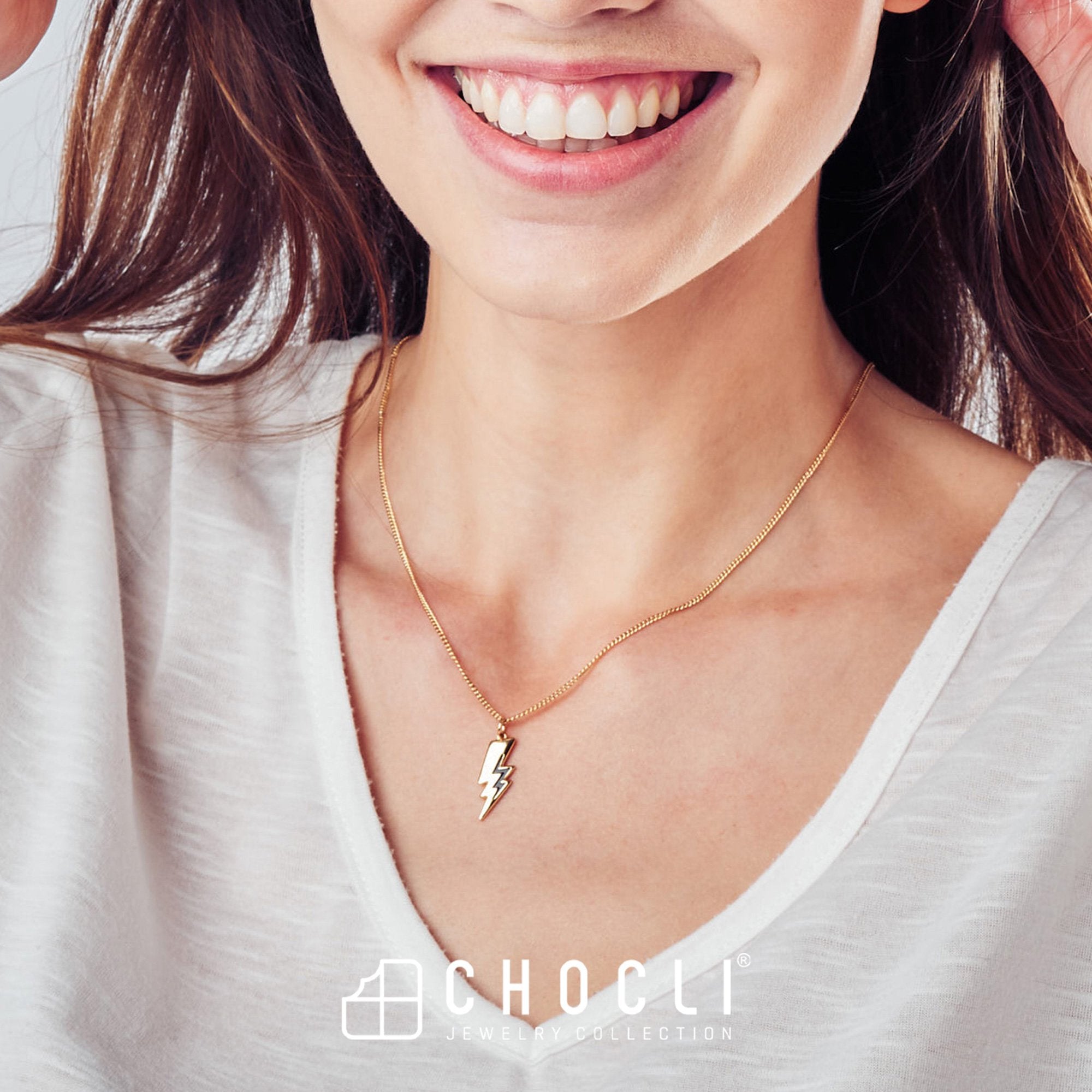 Chocli-18 Ayar Altın Kaplama şimşek Kolye-Kolye-7-Milagron.com