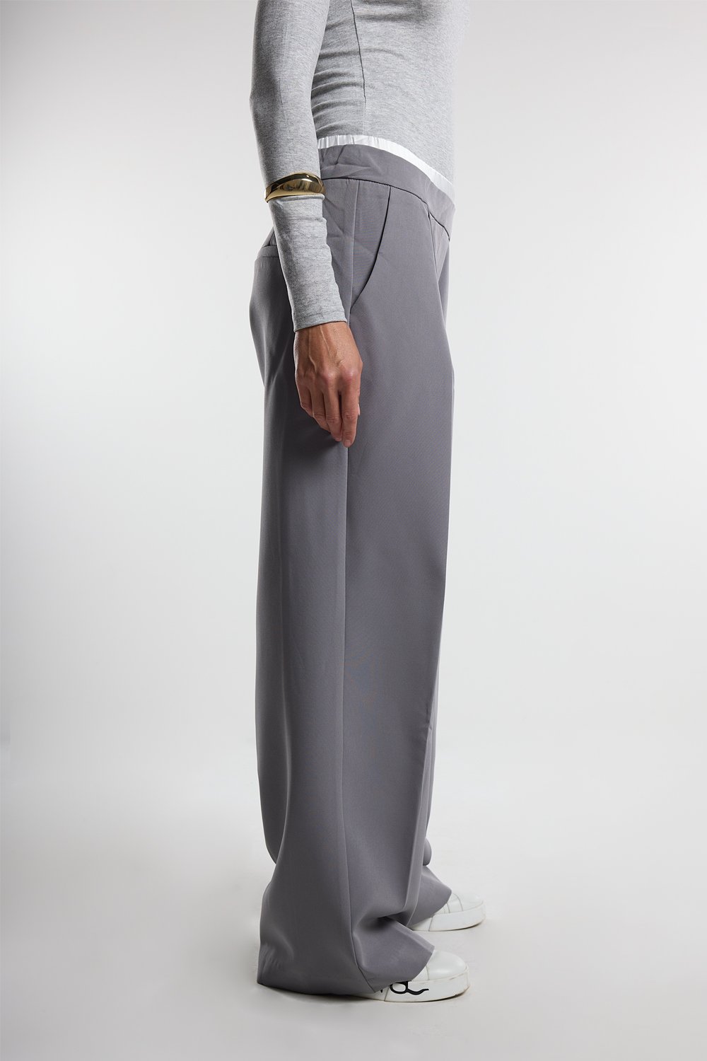 Christina's Storm-Gray Boxer Palazzo Pants-Pantolon-2-Milagron.com