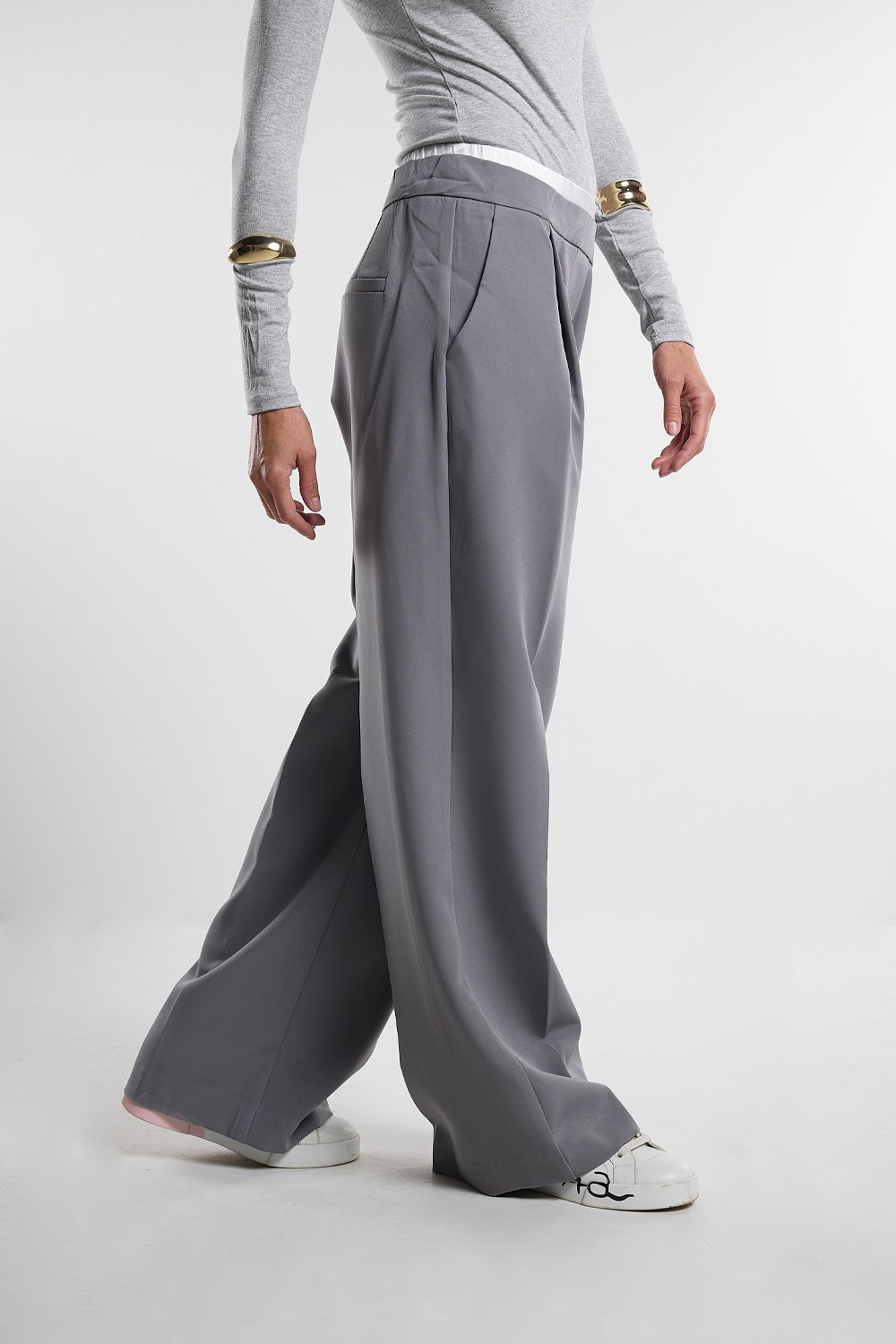 Christina's Storm-Gray Boxer Palazzo Pants-Pantolon-3-Milagron.com