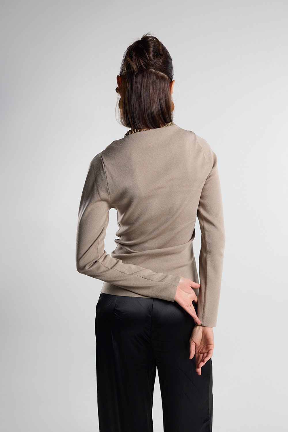 Christina's Storm-Taupe Draped Light Weight Top-T-Shirts-2-Milagron.com