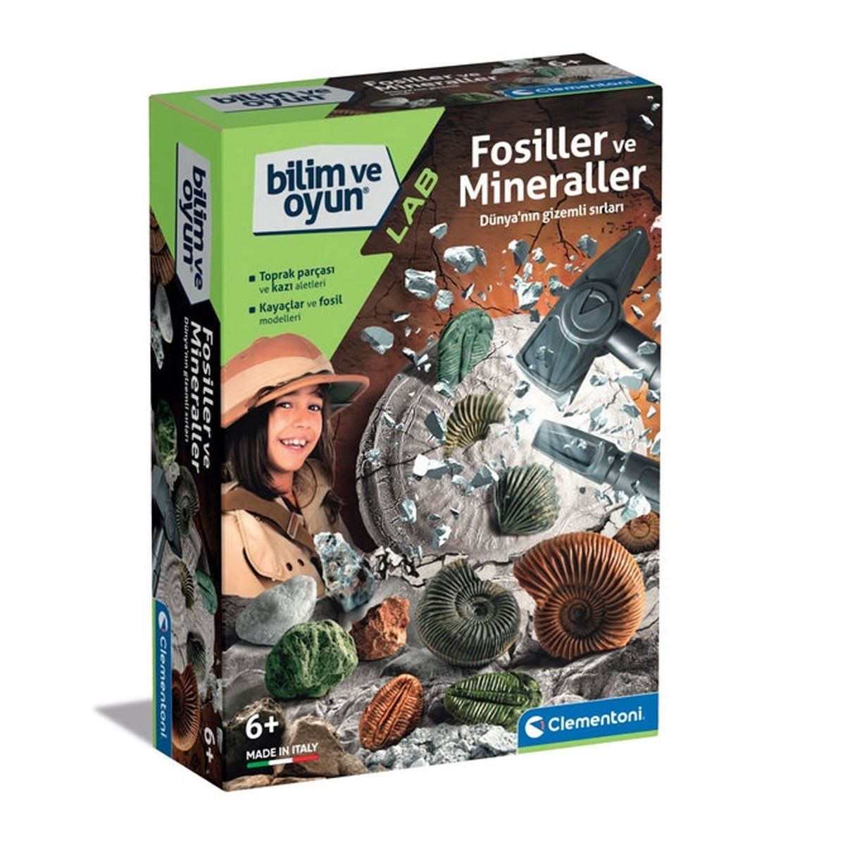 Clementoni-Bilim Ve Oyun Fosiller Ve Mineraller Kazı Seti-Oyun Setleri-1-Milagron.com