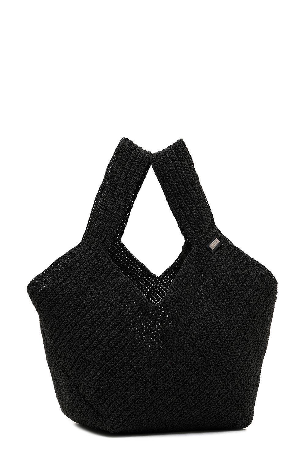 Clentti-Puzzle Bag Black / Hasır Siyah Çanta-Omuz Çantası-1-Milagron.com