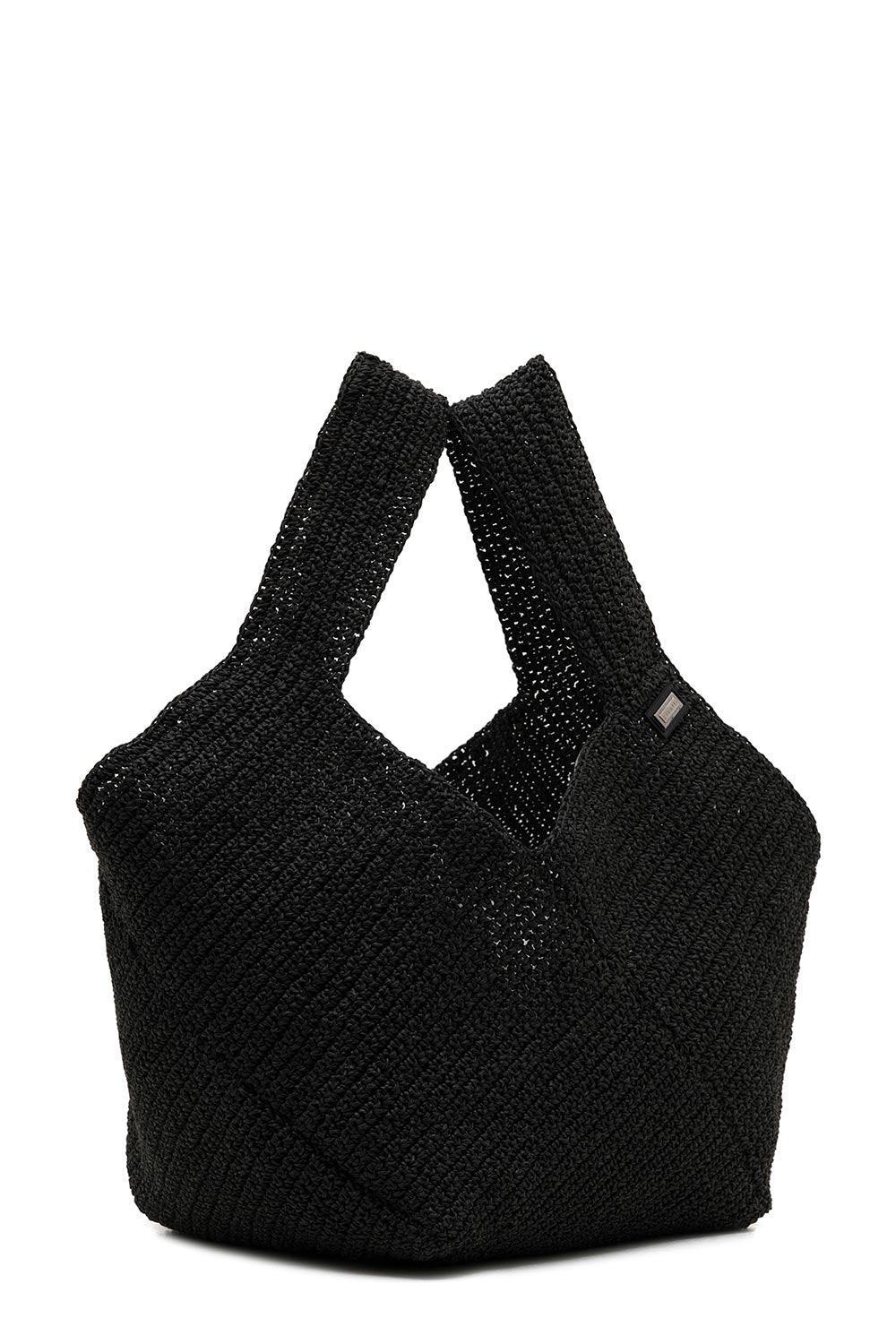 Clentti-Puzzle Bag Black / Hasır Siyah Çanta-Omuz Çantası-2-Milagron.com