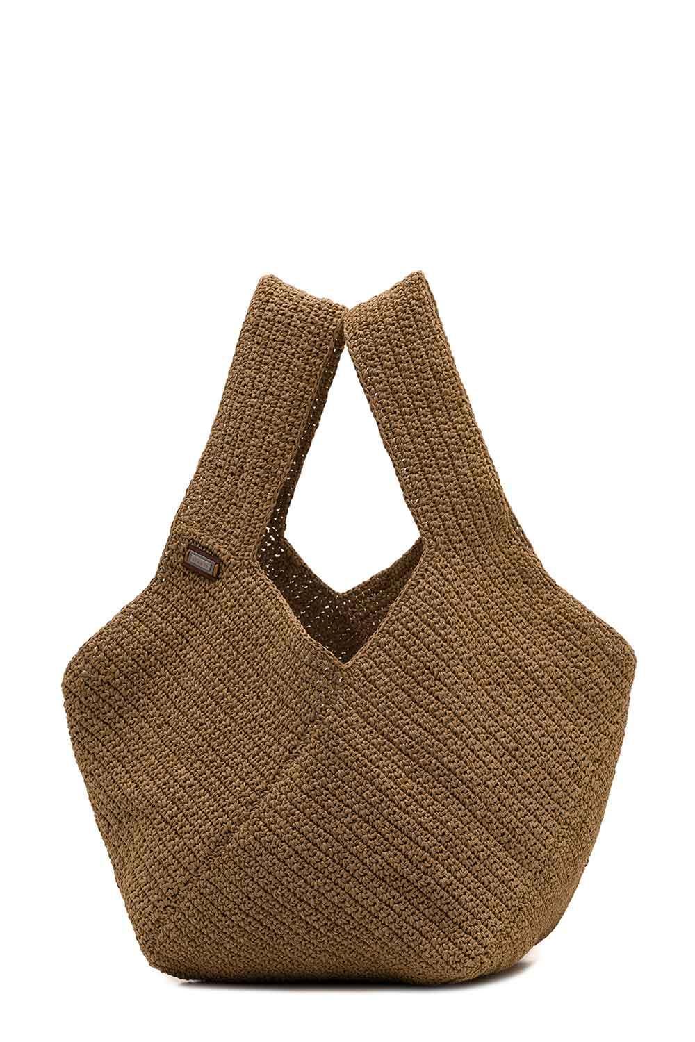 Clentti-Puzzle Bag Tan / Taba Hasır Çanta-Omuz Çantası-1-Milagron.com