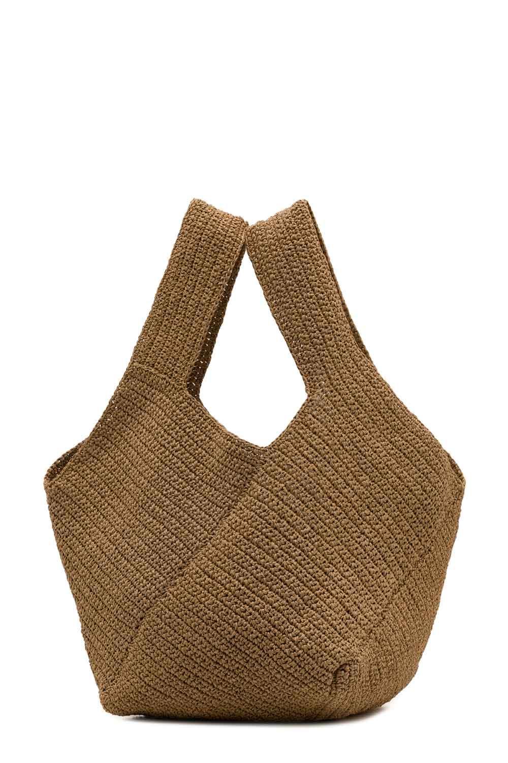 Clentti-Puzzle Bag Tan / Taba Hasır Çanta-Omuz Çantası-3-Milagron.com