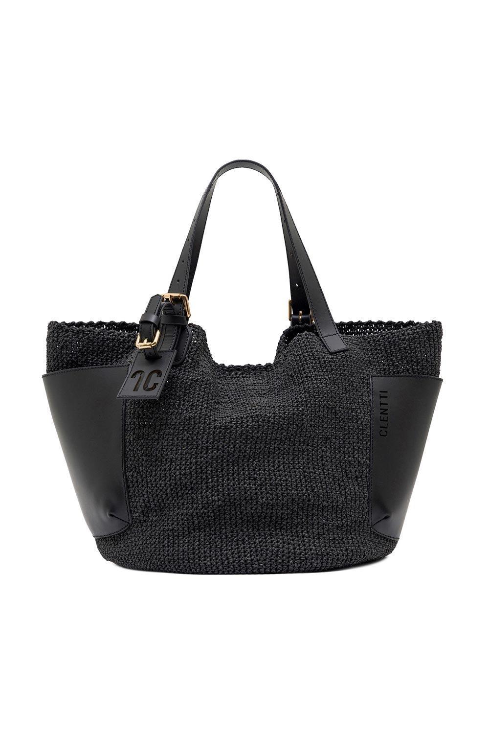 Clentti-Saddle Bag Black / Hasır Siyah Çanta-Omuz Çantası-1-Milagron.com