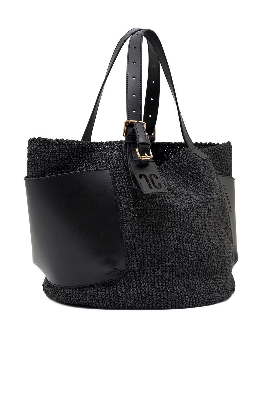 Clentti-Saddle Bag Black / Hasır Siyah Çanta-Omuz Çantası-2-Milagron.com