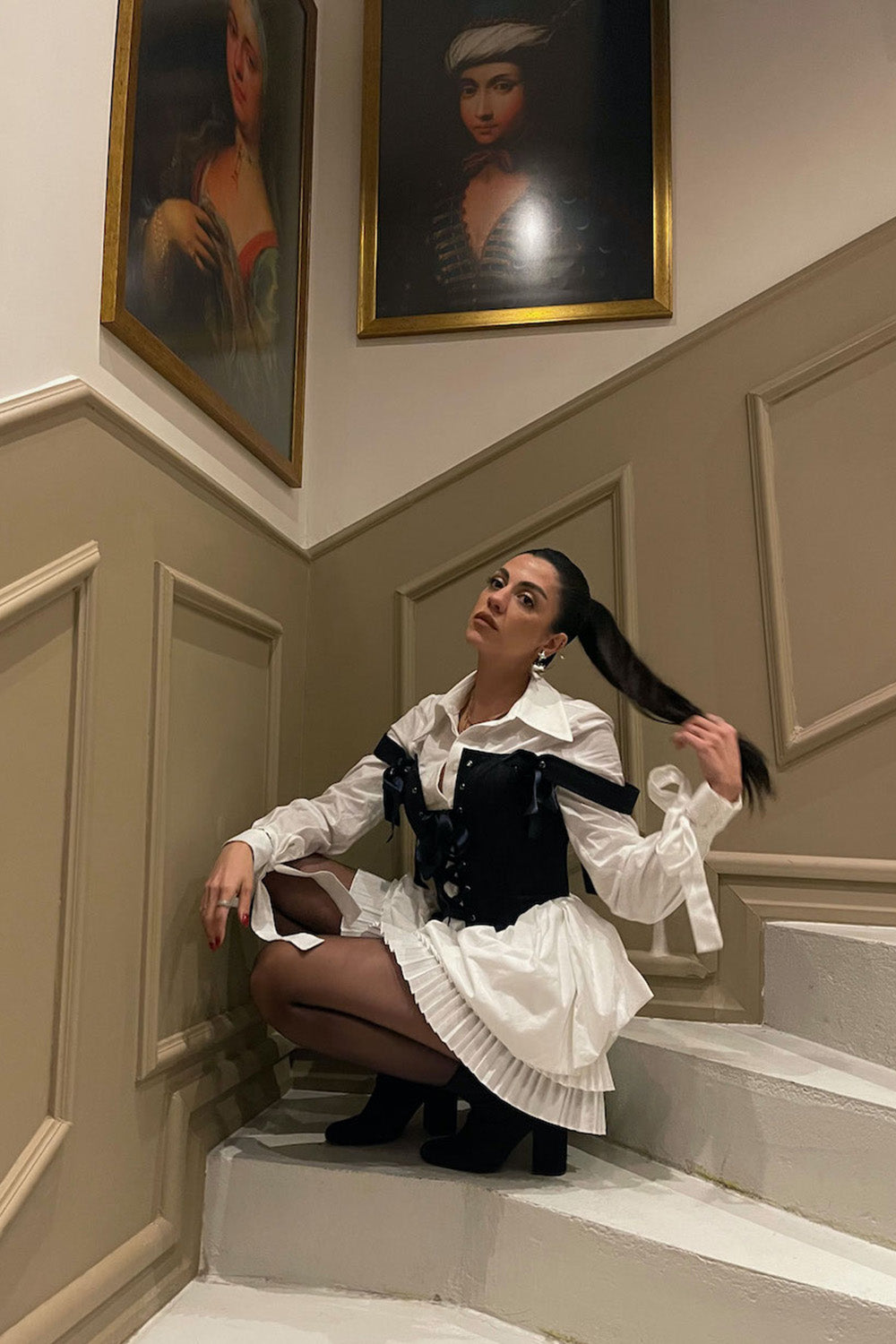 Cnswoman Smyrna-Tokyo Gömlek Elbise & Korse Set-Elbise-4-Milagron.com