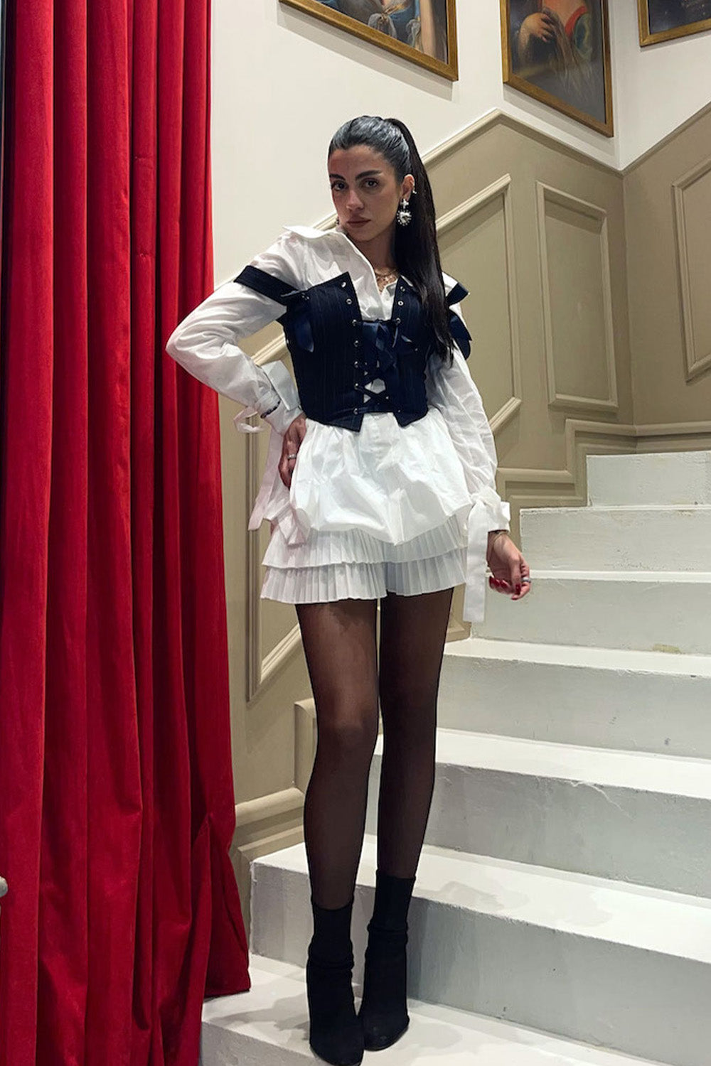 Cnswoman Smyrna-Tokyo Gömlek Elbise & Korse Set-Elbise-5-Milagron.com