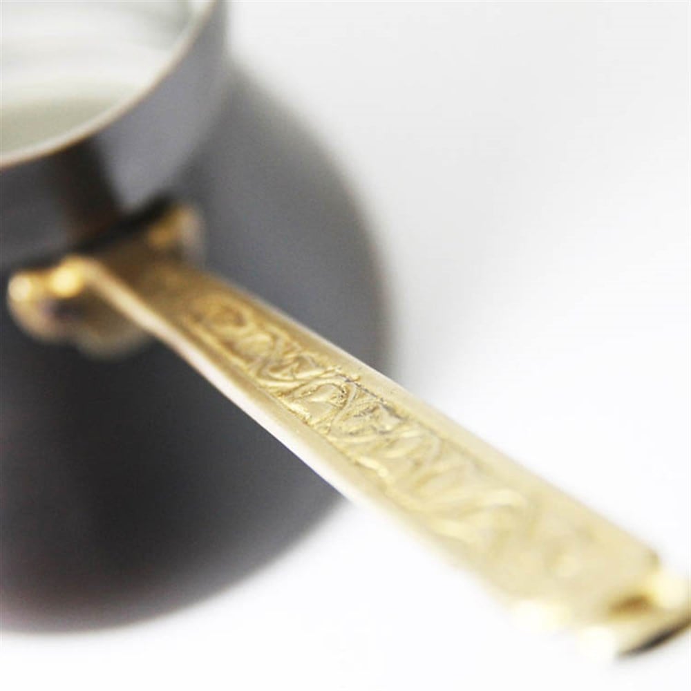 Coho Objet-Antique Bakır Türk Kahve Cezvesi Döküm İşleme Kulp L-Cezve-3-Milagron.com