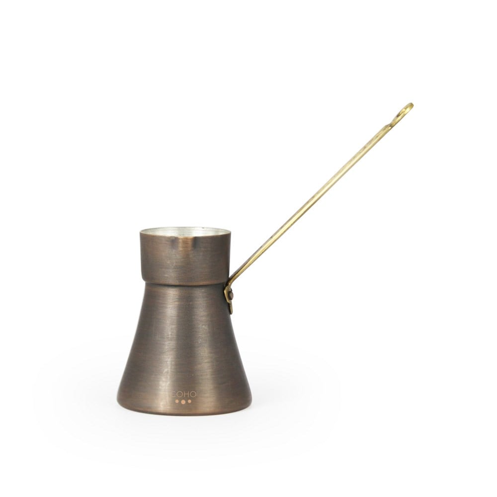 Coho Objet-Coho Antique Bakır Türk Kahve Cezvesi Döküm İşleme Kulp S-Cezve-1-Milagron.com