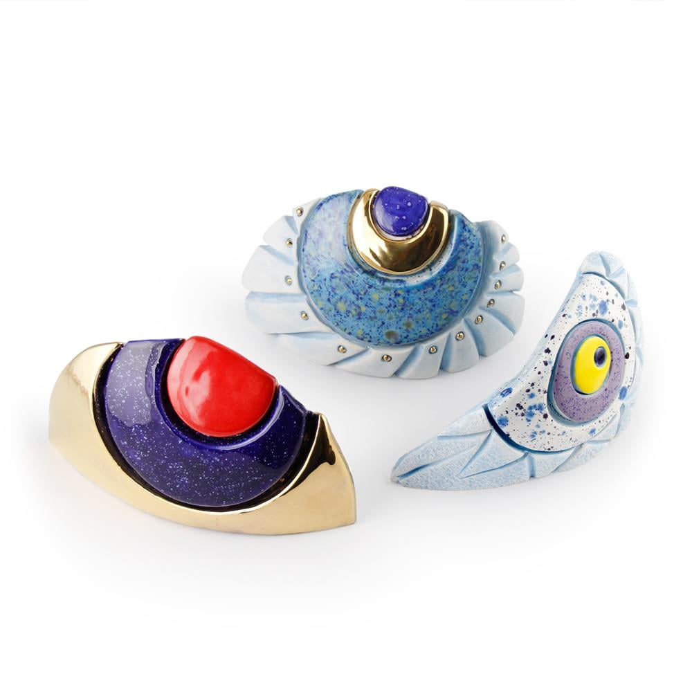 Coho Objet-Coho Art Bereket Altın Gözlü Seramik Masaüstü El Yapımı Dekortif Heykel-Heykel-7-Milagron.com