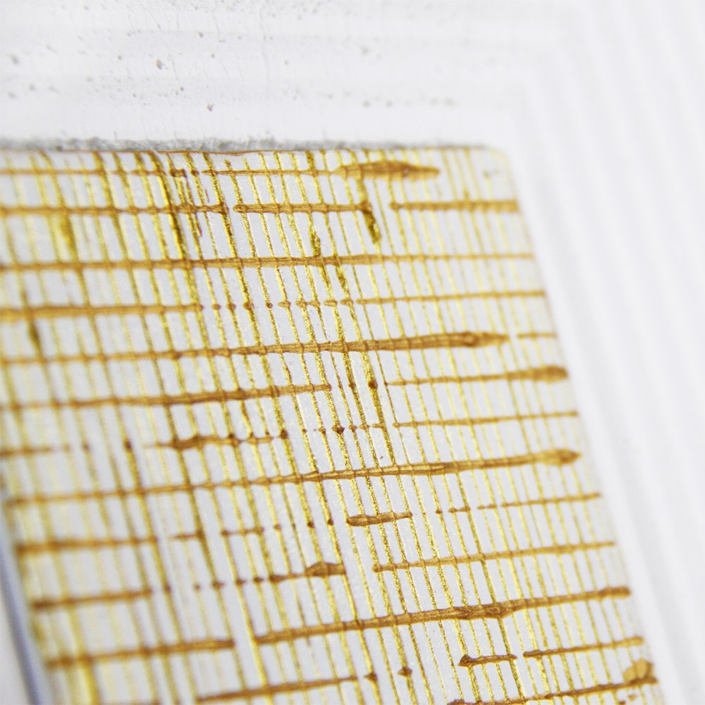 Coho Objet-Coho Art "Cevaplar" Sanatsal Tablo Yaldız & Beyaz Akrilik Uygulama-Tablo-3-Milagron.com