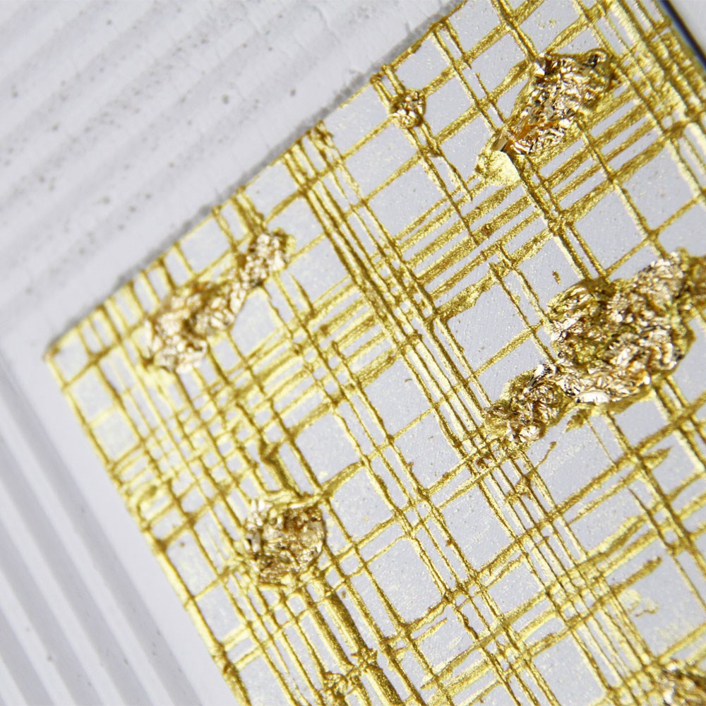 Coho Objet-Coho Art "Kabul" Sanatsal Tablo Varak & Yaldız & Beyaz Akrilik Uygulama-Tablo-2-Milagron.com