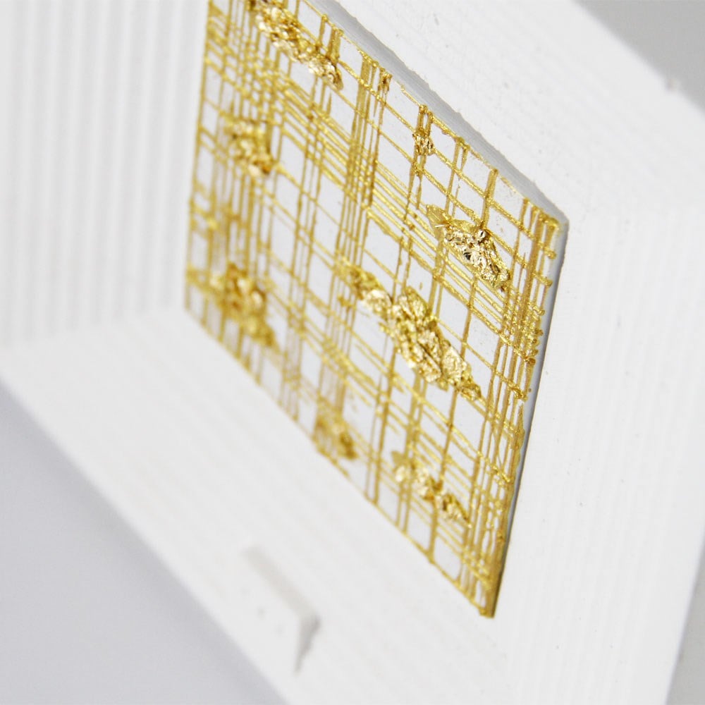 Coho Objet-Coho Art "Kabul" Sanatsal Tablo Varak & Yaldız & Beyaz Akrilik Uygulama-Tablo-3-Milagron.com