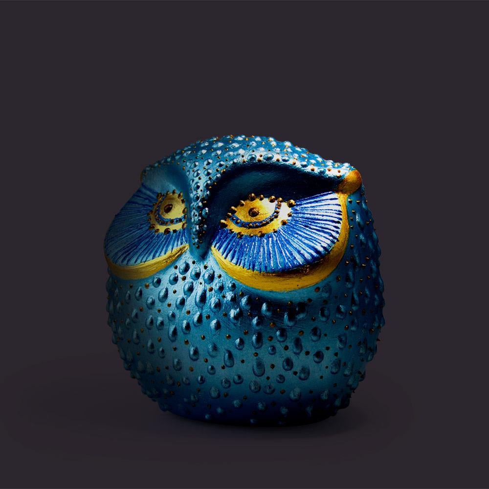 Coho Objet-Coho Art Tılsımlı Baykuş El Yapımı Sanatsal Dekoratif Obje Brilliant Blue-Biblo-2-Milagron.com