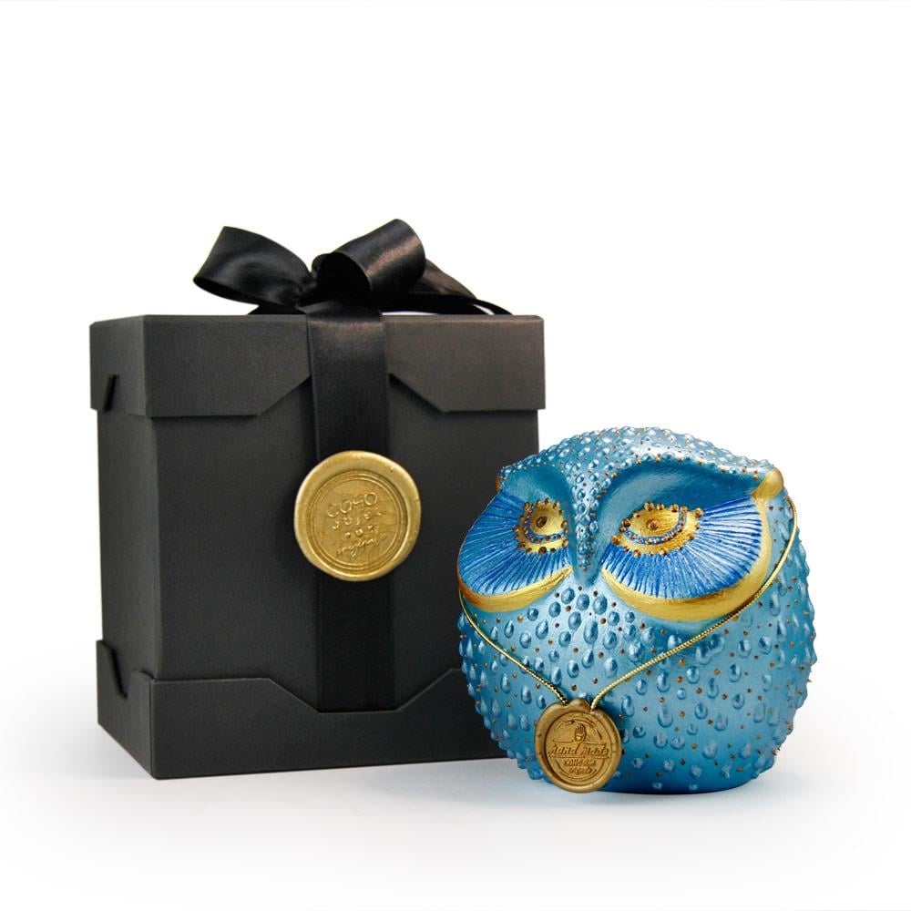 Coho Objet-Coho Art Tılsımlı Baykuş El Yapımı Sanatsal Dekoratif Obje Brilliant Blue-Biblo-5-Milagron.com