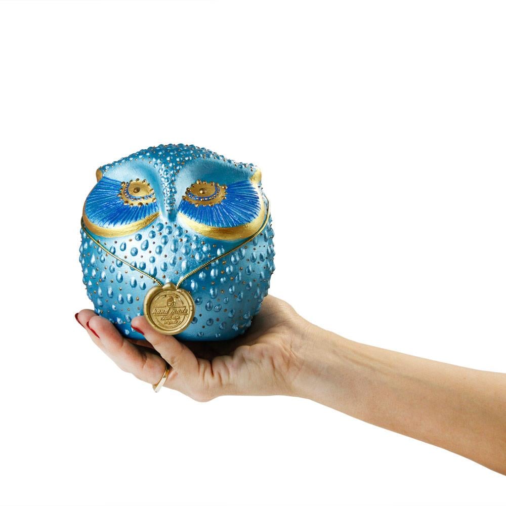 Coho Objet-Coho Art Tılsımlı Baykuş El Yapımı Sanatsal Dekoratif Obje Brilliant Blue-Biblo-6-Milagron.com