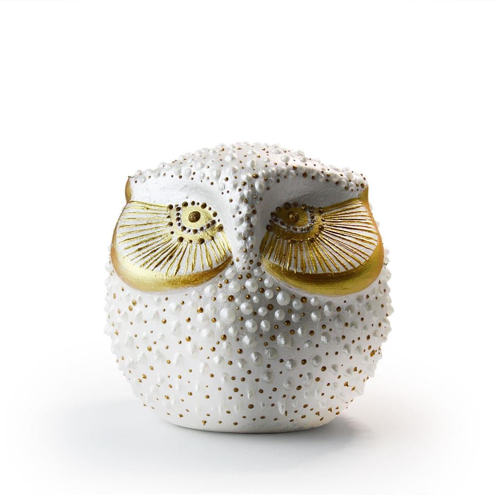 Coho Objet-Coho Art Tılsımlı Baykuş El Yapımı Sanatsal Dekoratif Obje Pearl White-Biblo-3-Milagron.com