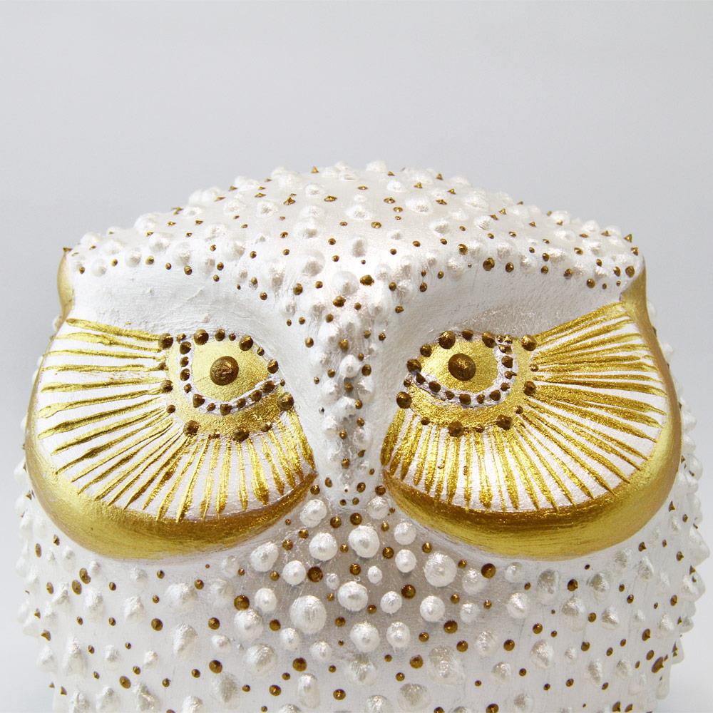 Coho Objet-Coho Art Tılsımlı Baykuş El Yapımı Sanatsal Dekoratif Obje Pearl White-Biblo-9-Milagron.com