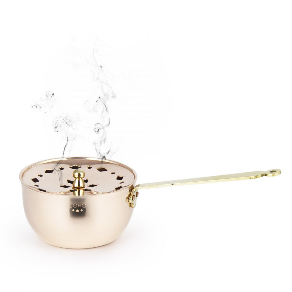 Coho Objet-Coho Artisan Bakır Üzerlik Tütsü Gezdirme Çanağı Büyük-Bakır Tütsü Gezdirme Çanakları-1-Milagron.com