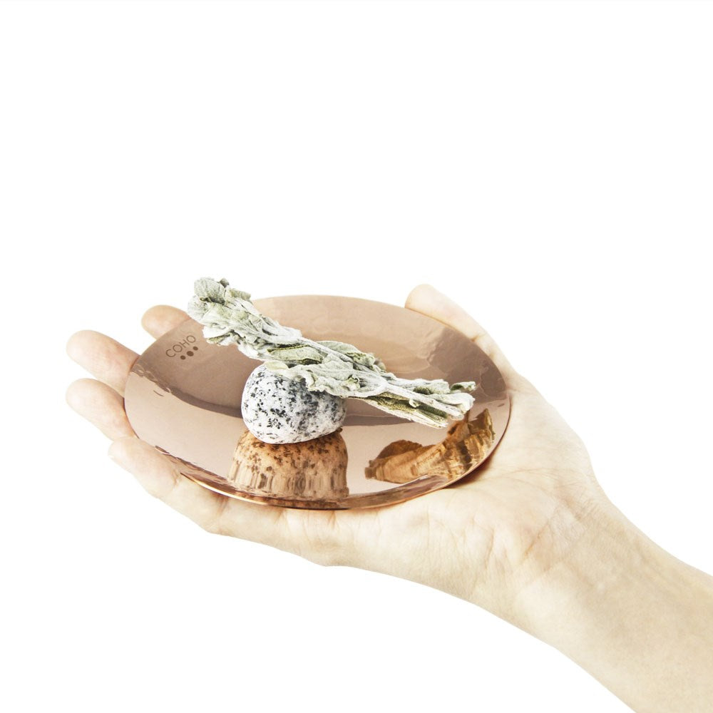 Coho Objet-Coho Artisan Namaste Dövme Bakır Mini Tütsü Tabağı-Namaste Serisi Bakır Mini Tütsü Çanakları-6-Milagron.com
