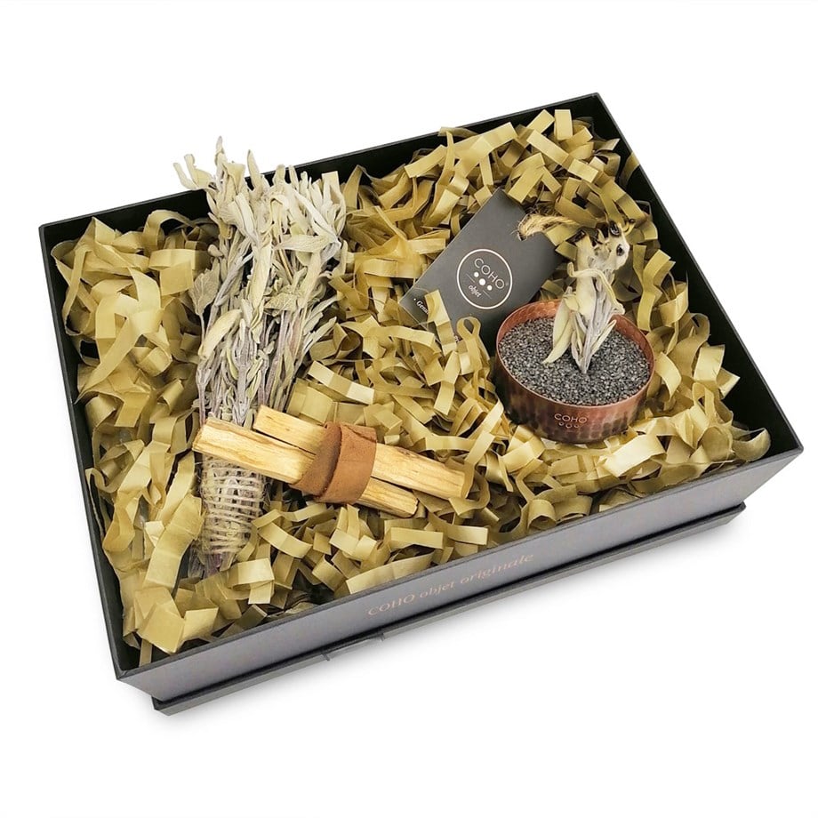 Coho Objet-Coho Box Antique Meditation Bakır Tütsülük & 2 Palo Santo & Adaçayı Tütsü Seti-Tütsülük-1-Milagron.com