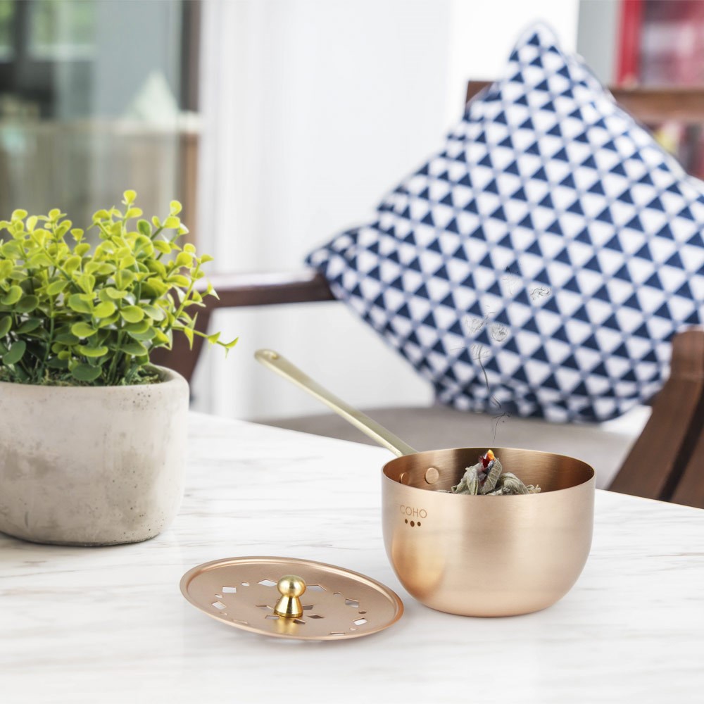 Coho Objet-Coho Box Artisan Tütsü Gezdirme çanağı & üzerlik &Adaçayı & Lavanta Hediye Seti-Hediye Setleri-4-Milagron.com