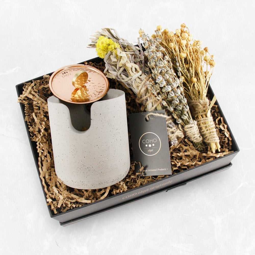 Coho Objet-Coho Box Therapy Tütsülük & üzerlik & Adaçayı & Lavanta Hediye Seti-COHO Box Hediye Kutuları-1-Milagron.com