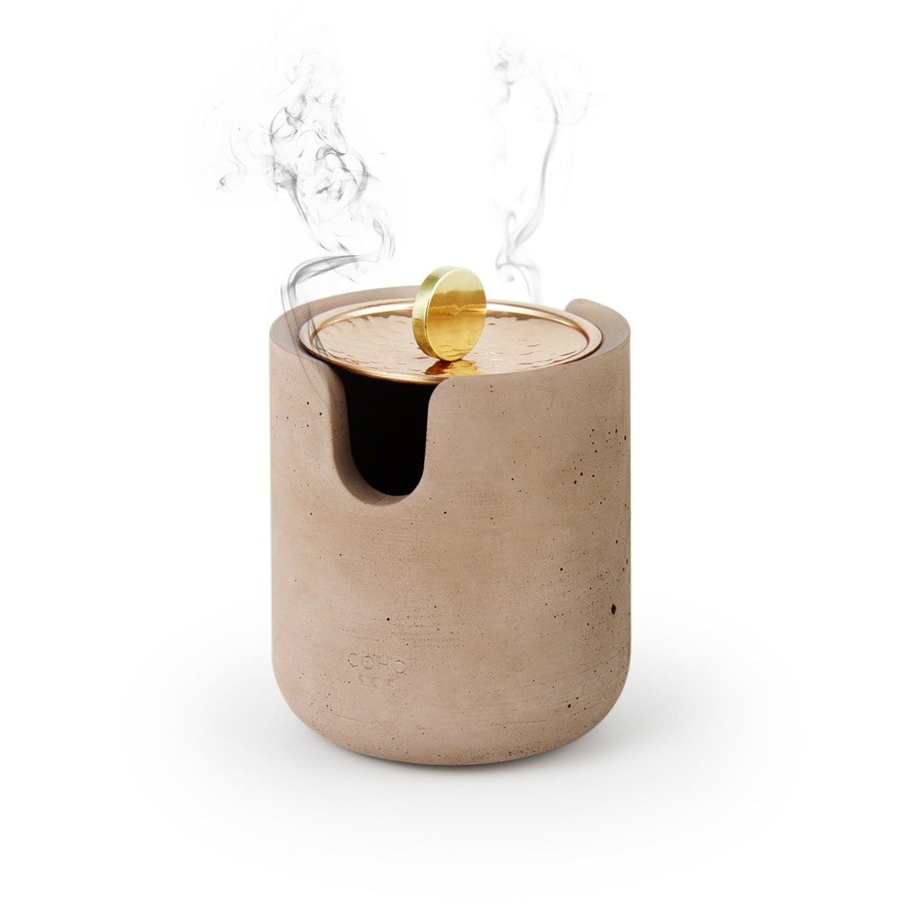 Coho Objet-Coho Concre Therapy Dövme Bakır Kapaklı Terra Tütsü çanağı-Concre Serisi Tütsü Çanakları-1-Milagron.com