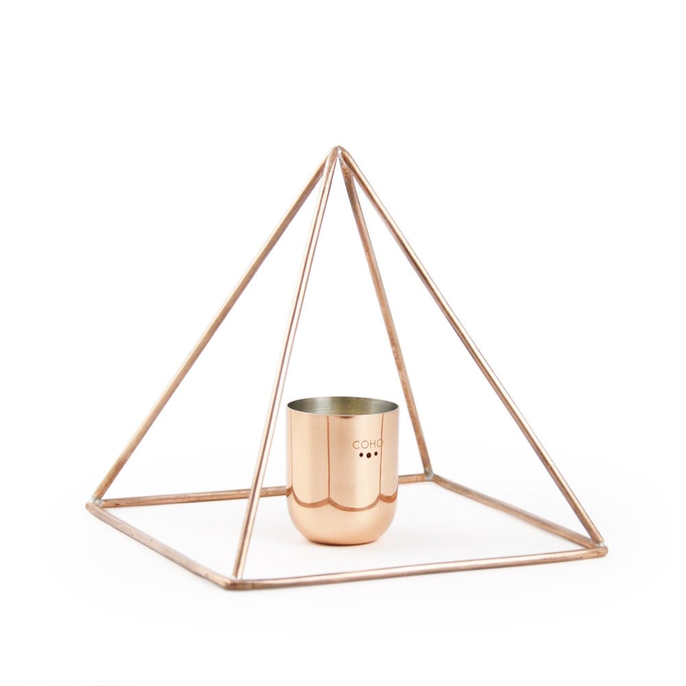 Coho Objet-Coho Cosmos El Yapımı Bakır Aura Enerji Piramidi & Bakır Bardak Seti-Bardak-1-Milagron.com