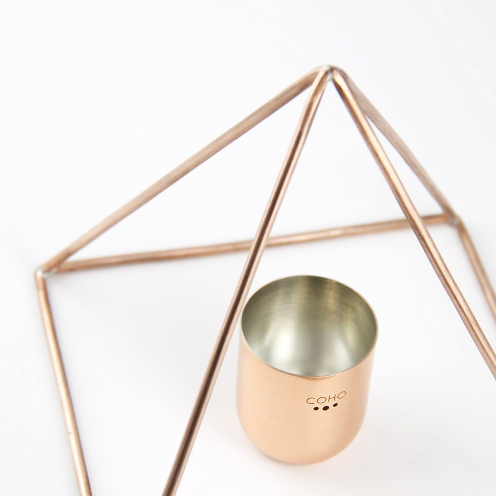 Coho Objet-Coho Cosmos El Yapımı Bakır Aura Enerji Piramidi & Bakır Bardak Seti-Bardak-2-Milagron.com