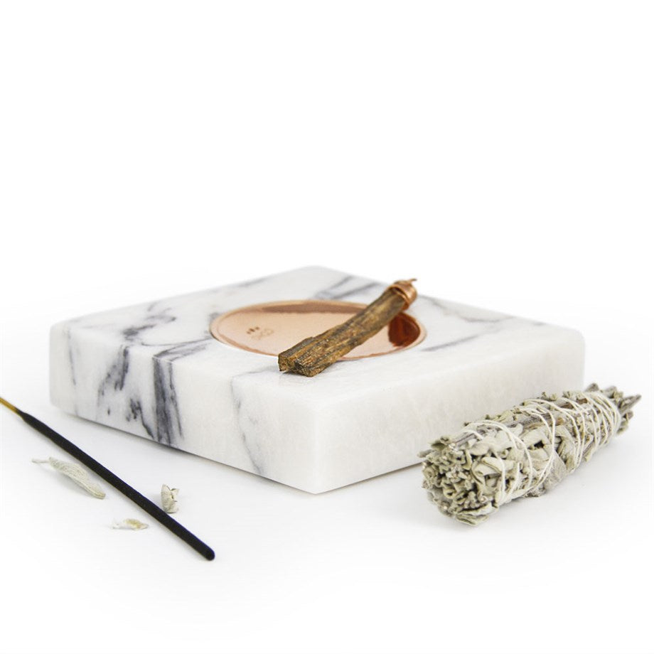 Coho Objet-Coho Crystal Carre Bakır Kaseli Mermer Tütsü Tabağı-Tütsülük-4-Milagron.com