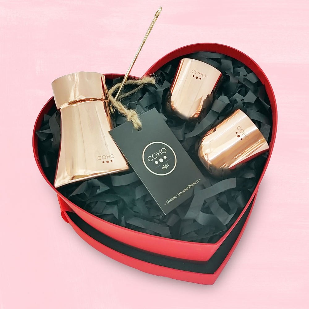 Coho Objet-Coho Love Box Artisan Bakır Cezve & Bakır Bardak Hediye Seti-Hediye Setleri-1-Milagron.com