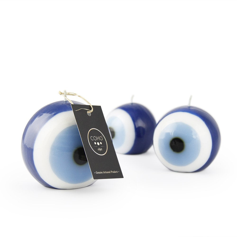 Coho Objet-Coho Lumina Nazarlık Küre Mum 7&8&10 Cm 3 Lü Set-Lumina Serisi Mumlar-2-Milagron.com