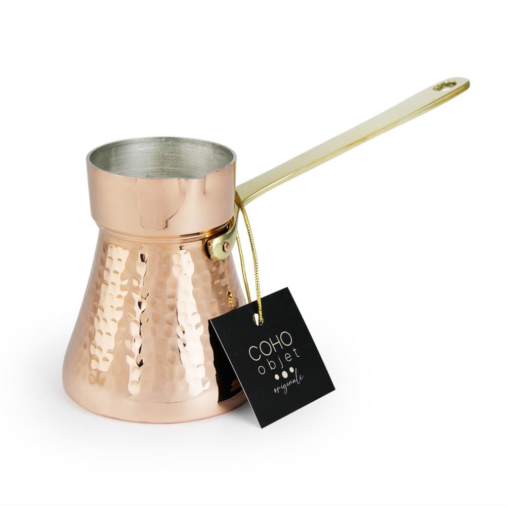 Coho Objet-Coho Lux Hatır Dövme Bakır Türk Kahvesi Cezvesi L-Artisan Serisi Bakır Cezveler-6-Milagron.com