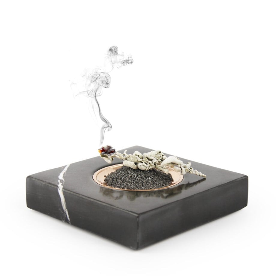 Coho Objet-Coho Magma Carre Bakır Kaseli Mermer Tütsü Tabağı-Tütsülük-2-Milagron.com