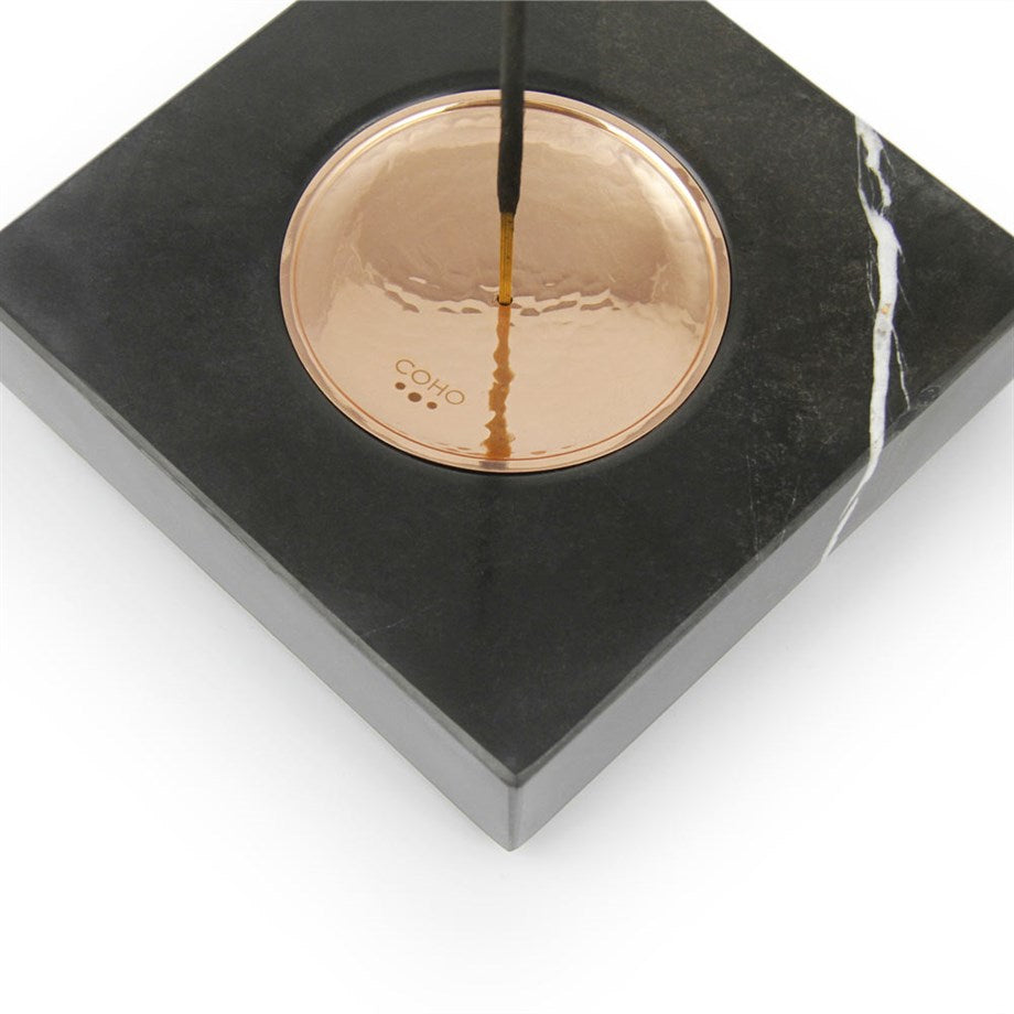 Coho Objet-Coho Magma Carre Bakır Kaseli Mermer Tütsü Tabağı-Tütsülük-3-Milagron.com
