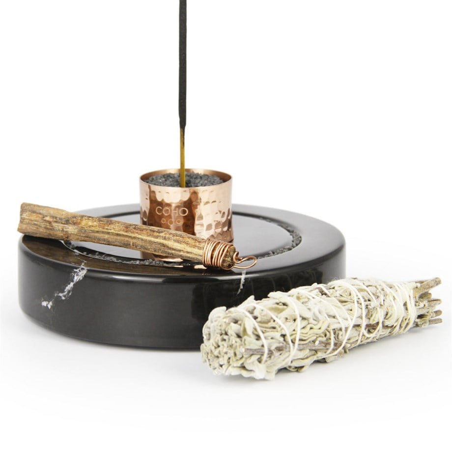 Coho Objet-Coho Magma Circle Bakır Yüzüklü Mermer Tütsü Taşı-Tütsülük-4-Milagron.com