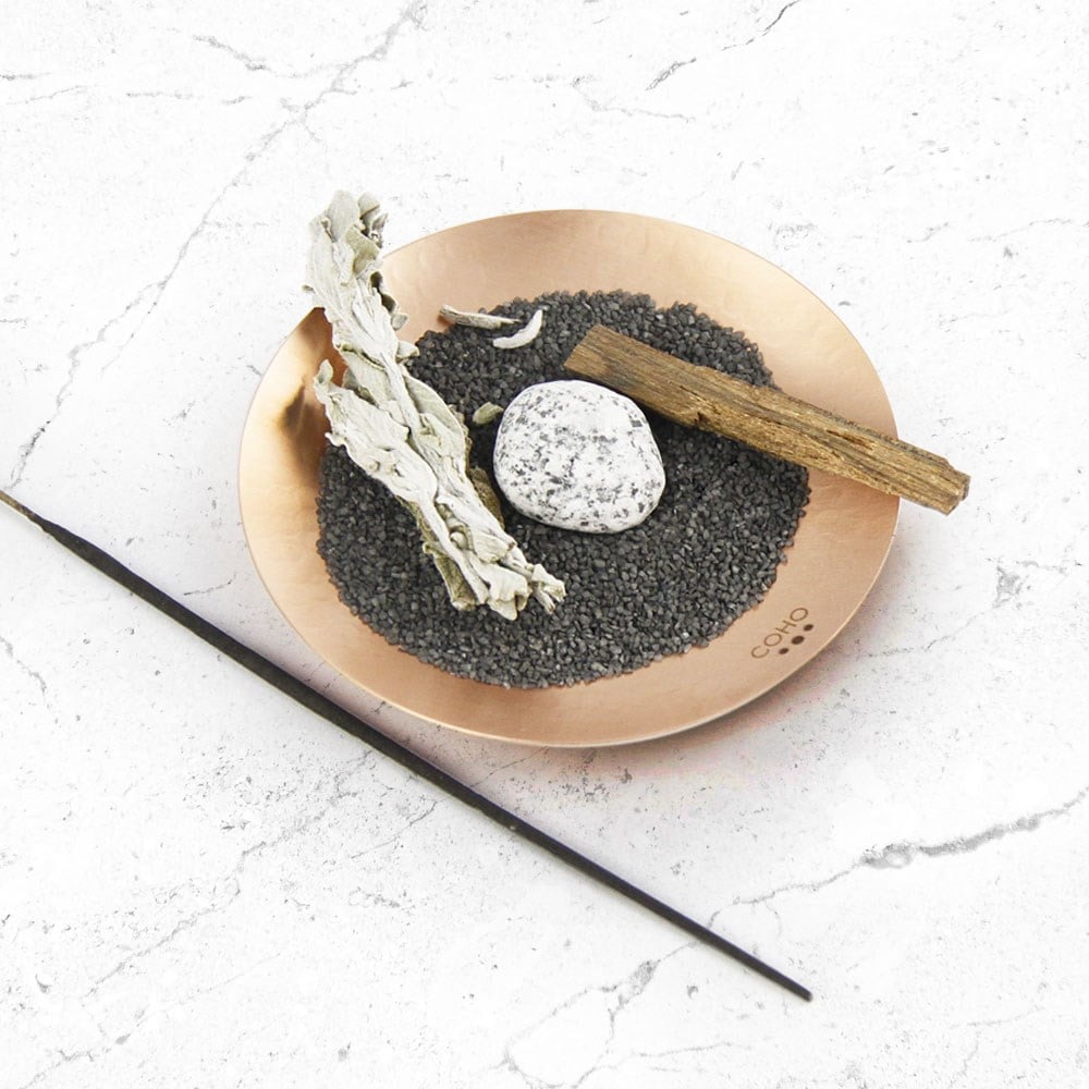 Coho Objet-Coho Matte Namaste Dövme Bakır Mini Tütsü Tabağı-Namaste Serisi Bakır Mini Tütsü Çanakları-2-Milagron.com